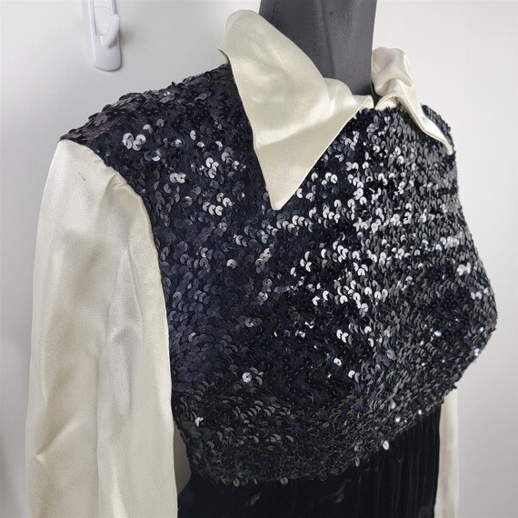 Vintage 1970s Long Velvet Sequin Gown Dress Long … - image 3