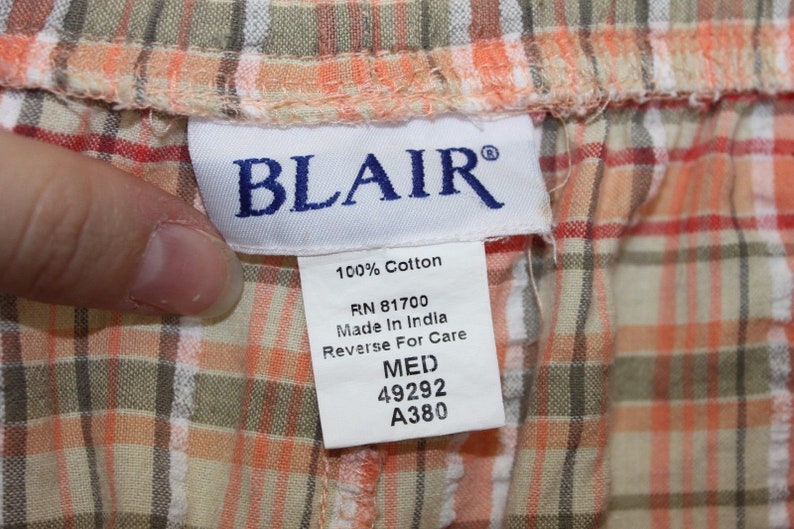 Blair Plaid Draw String Capri Pants Womens Size Medium PinkOrange