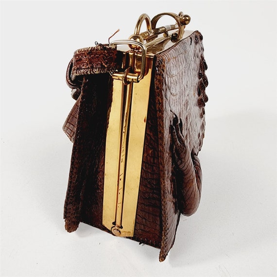 Vintage Alligator Leather Purse Handbag Taxidermy… - image 6