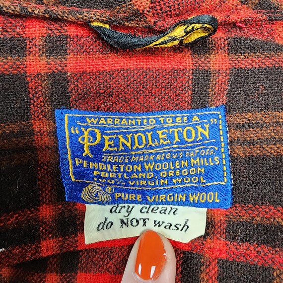 Vintage Pendleton 100% Wool Robe Red Tartan Plaid - image 9