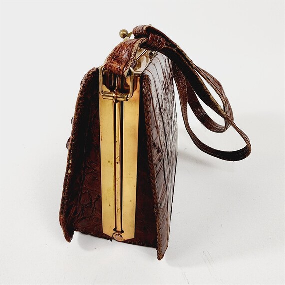 Vintage Alligator Leather Purse Handbag Taxidermy… - image 4