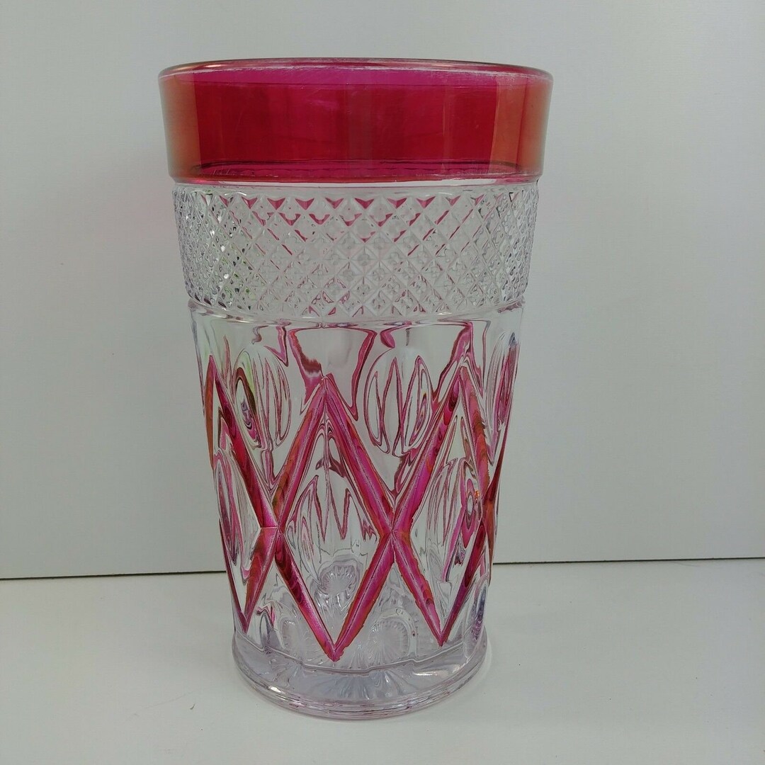 Amethyst Purple Cut Glass Vase 81/4 Tall Dot Cross X Etsy