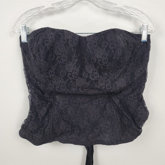 Vintage Cacique Black Boned Lace Bustier Pin-up Longline Bra