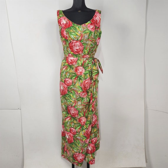 Vintage 1970s Tori Richard Honolulu Green & Pink … - image 1