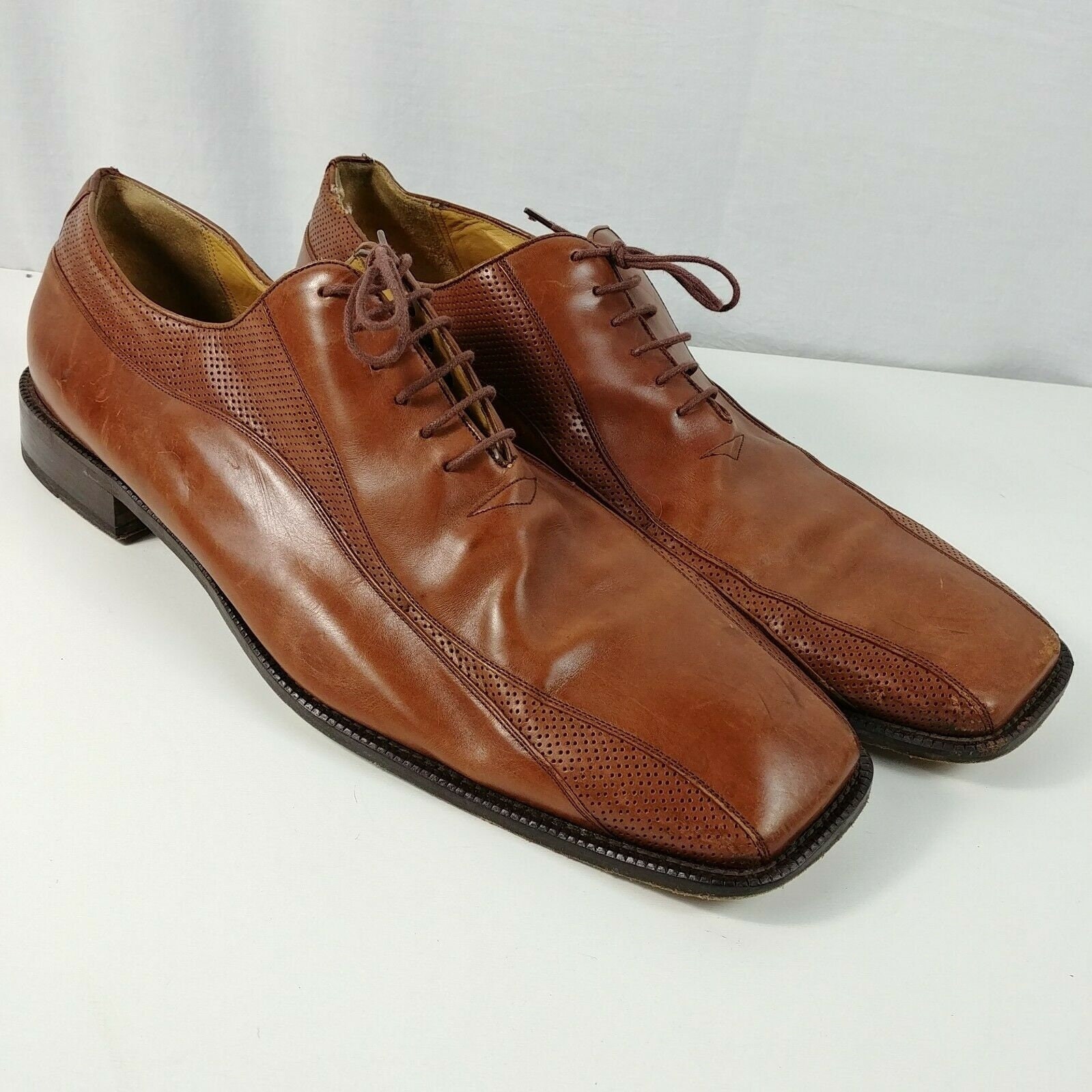 Mezlan Giovanni Square Toe Leather Bicycle Oxfords Dress Shoes Mens 16 M Brown Etsy