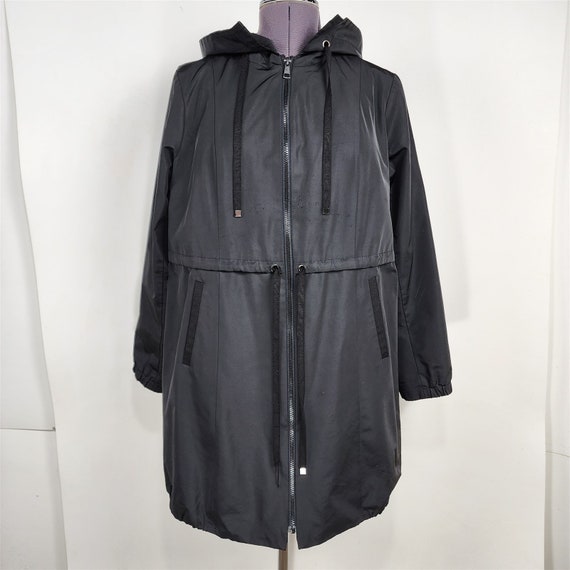 Simply Vera Wang Black Rain Coat Windbreaker Cinch Waist Womens M 