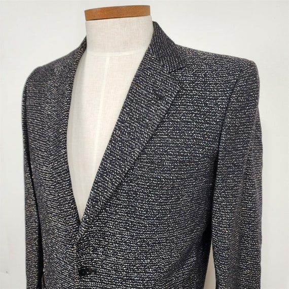 Vintage Middishade Black Tweed 2 Button Suit Jack… - image 3