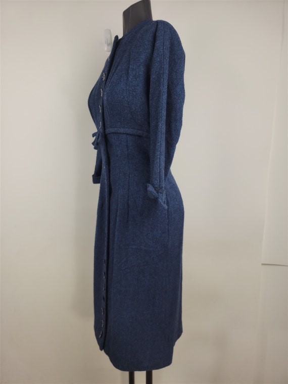 Vintage 1950s R&K Originals Navy Blue Wool Button… - image 5