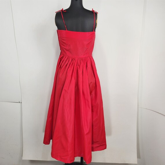 Vintage Red Taffeta Evening Gown Tie Strap Formal… - image 7