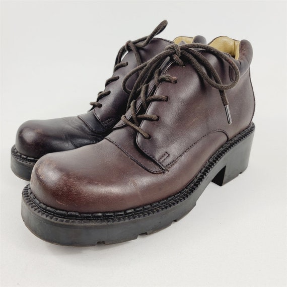 Crossroads Brown Leather Oxford Clogs Comfort Shoes Square Toe