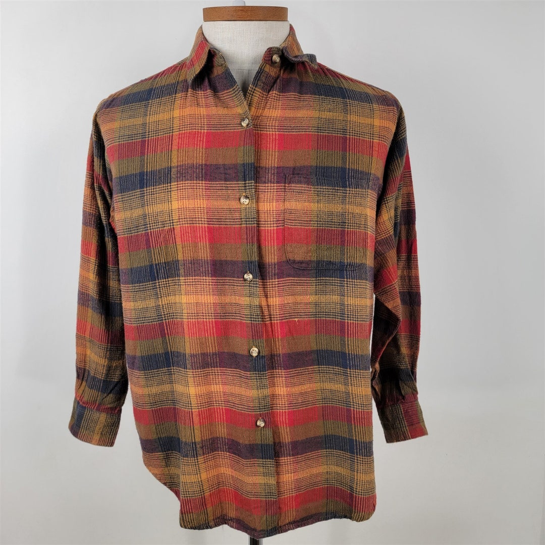 Chemise Old Navy Vintage Fit – Manches Longues, 100% Coton, Taille L – Bleu/Blanc/Noir