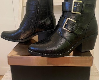 Stivali neri Crocs con doppia fibbia, taglia 38 (taglia UK 5)