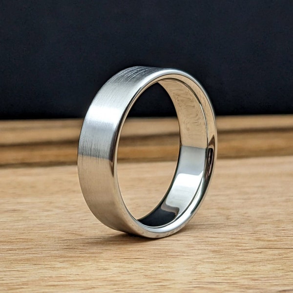 Brushed Titanium Ring - Titanium Wedding Band - Minimalist Style Rings - Handmade in UK