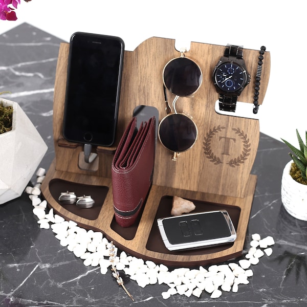 Dockingstation, Telefonständer, personalisiertes Geschenk-Telefonständer für Ihn, Ladestation, Home-Office-Schreibtisch-Organizer, Männergeschenk, Vatergeschenk