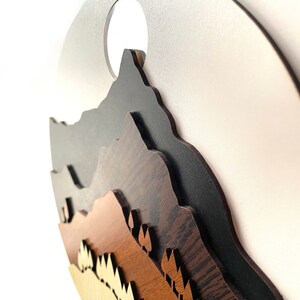 Wooden Landscape Wall Art, Mountains And Shining Moon Wooden Art, x Wooden Art, Living Room, Wall Hangings,Housewarming Gift, Home Decor