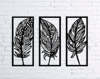 Custom Embroidered Feathers Wall Decor, Entryway, Wall Hangings, Housewarming Gift, Home Decor, Home Living, Nursery, Living Room, Wall Art