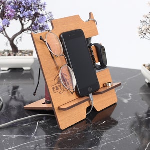 Support de téléphone, Station d'accueil, Cadeau personnalisé Support de téléphone pour lui, Station de charge, Organiseur de bureau pour bureau à domicile, Cadeau pour un père, Cadeau pour homme