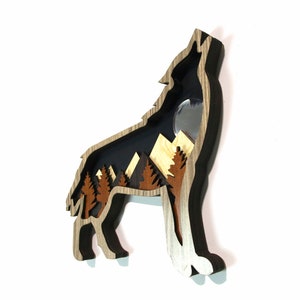 Wolf Wall Art, Multi-Layer Wooden Art, Wooden Wall Art, 3D Decor, Wall Hangings, Wooden Art, Living Room, Home Decor, Housewarming Gift