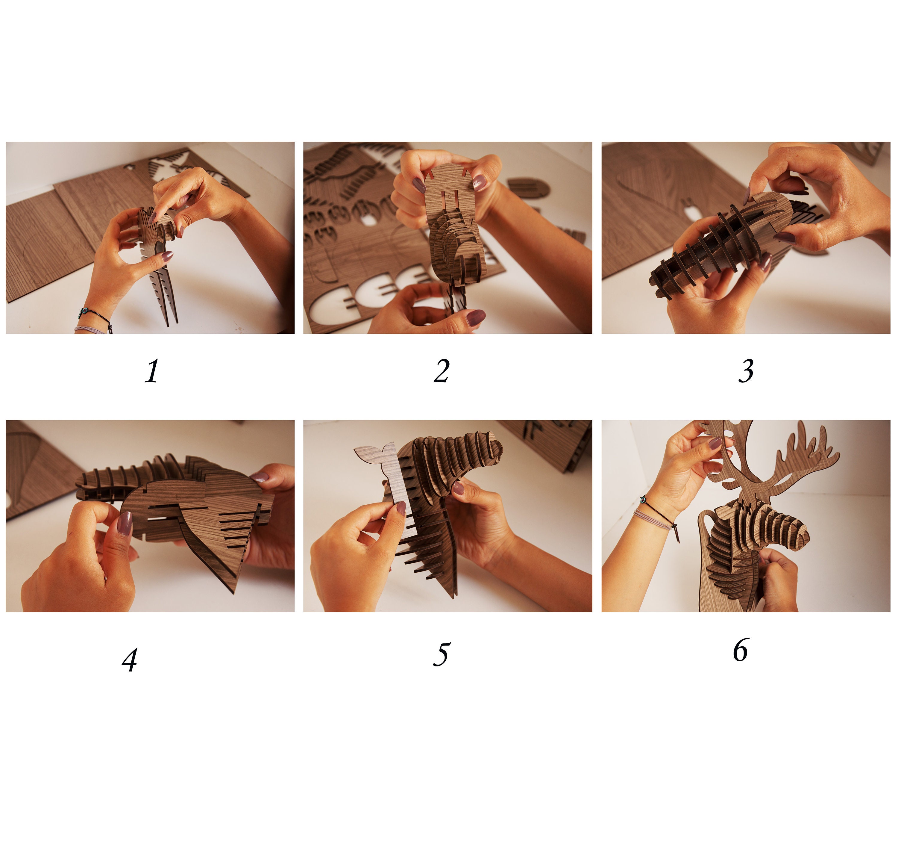 Wooden Deer Head Home Decor Animal Arttrend Trophy Birch Etsy