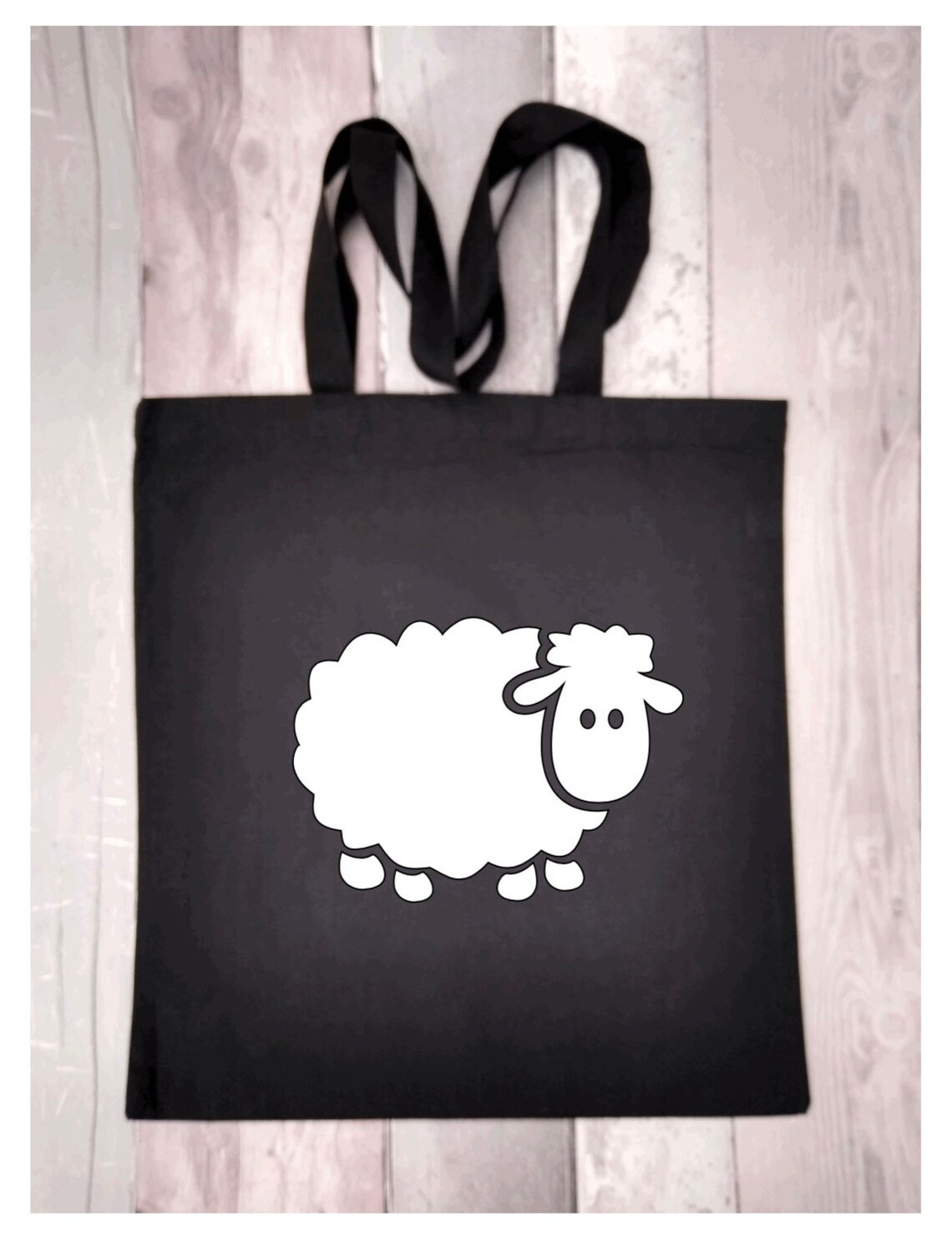 Cute Sheep Tote Bag, Black Tote Bag, Sheep Gift, Sheep Bag, Sheep