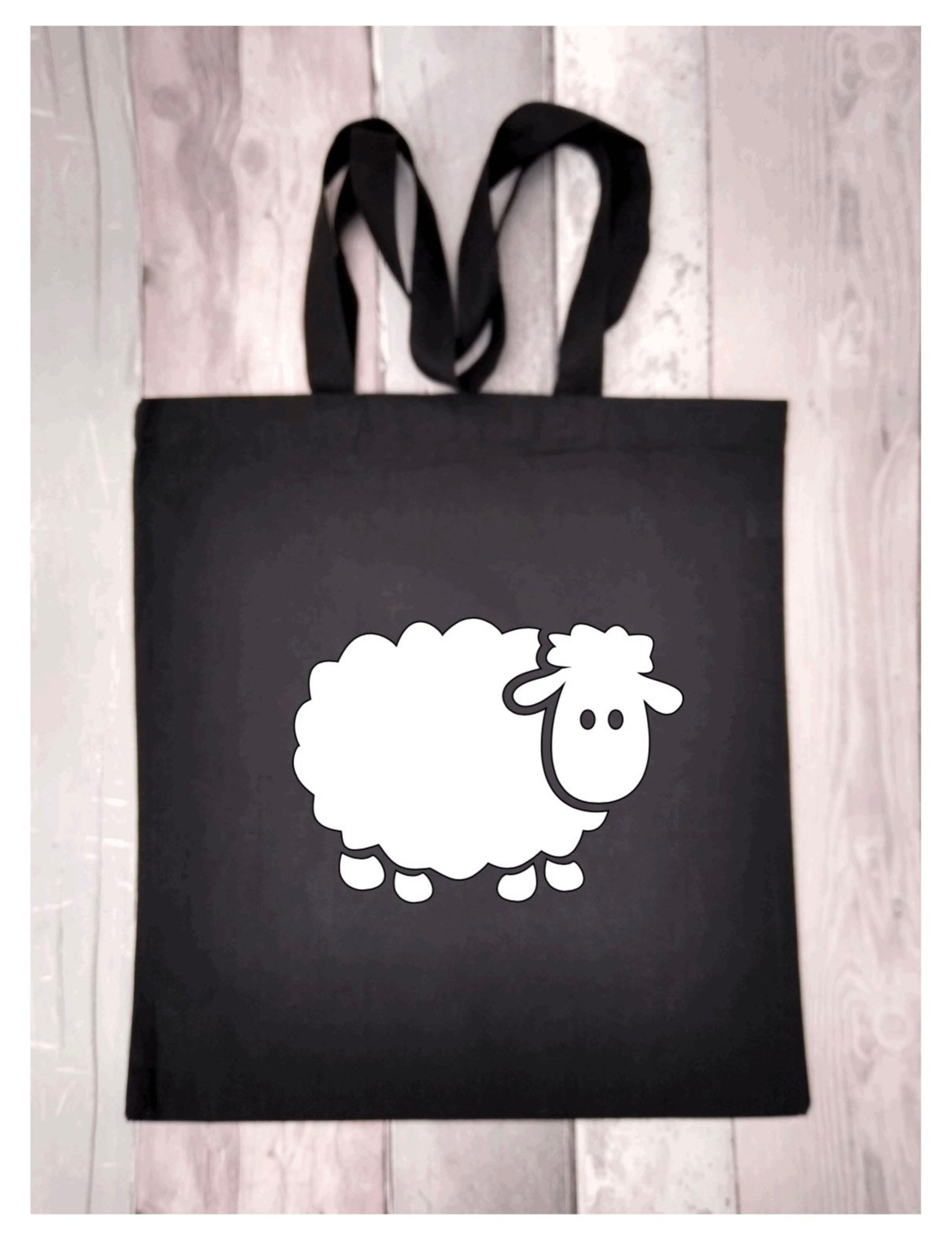 Cute Sheep Tote Bag, Black Tote Bag, Sheep Gift, Sheep Bag, Sheep