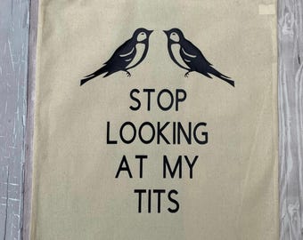 Bird tote bag, funny tote bag, bird lovers gift, bird watcher bag, bird watcher gift, rude tote bag, cotton shoulder bag.