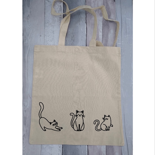 Cute cat tote bag, yoga cats, cat mom gift for birthday, best friend gift for birthday, cat lovers  Christmas gift, stocking stuffer