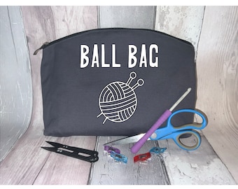 Ball bag, travel project bag, wool holder, crochet gift, knitters gift,