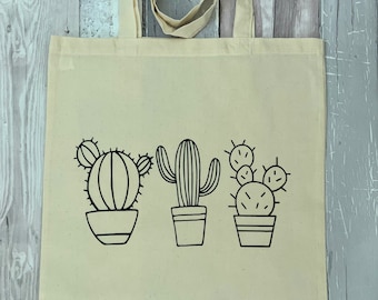 Cute cactus bag, plant lovers birthday gift, gardeners Christmas gift, best friend gift, mom gift, teenage girl gift, stocking stuffers