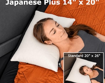 Buckwheat Hull Pillow, Traditional Japanese-Style Sobakawa with Egyptian Cotton Cover