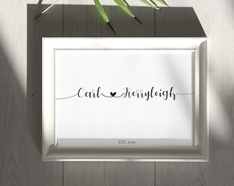 Personalised name print, Name Print, New Home Print, Wedding day gift, Wall art gift, New Home print, New Home gift, Engagement gifts