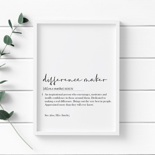 Difference maker definition Print, Difference maker gift, Difference Maker Teacher, teacher printable, difference maker quote, teacher gifts