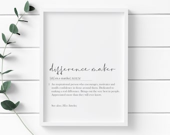 Difference maker definition Print, Difference maker gift, Difference Maker Teacher, teacher printable, difference maker quote, teacher gifts