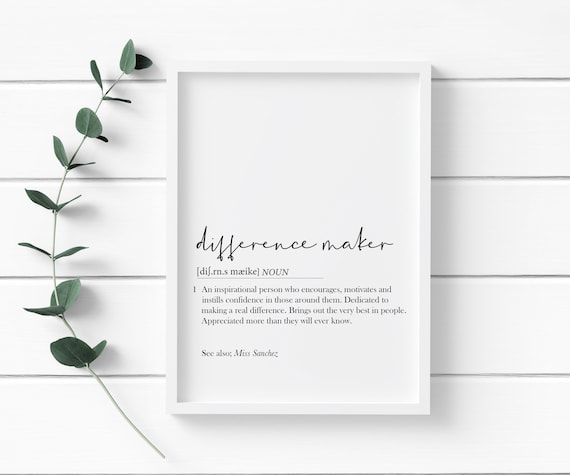 Difference maker definition Print, Difference maker gift, Difference Maker Teacher, teacher printable, difference maker quote, teacher gifts