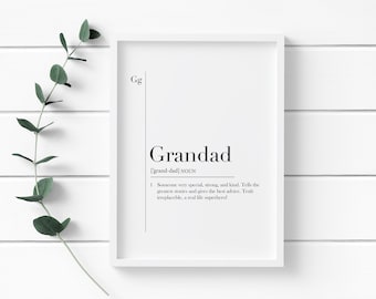 Grandad definition digital print | Grandad print | Grandad card | Grandad gift | Grandad keepsake | A high quality digital download file