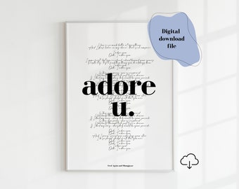 FRED AGAIN Adore u, Digital Download Print, Adore you print, Adore u download, Adore u Fred Again, Fred Again Download, I adore you print