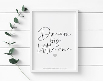 Dream Big Little One Print: Personalized Nursery Wall Art