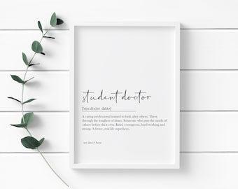 Student Doctor definition print - printed onto 250gsm premium finish paper|doctor gift, student doctor print, doctor gifts, doctor card