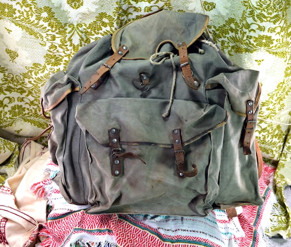 Distressed backpack Canvas backpack Laptop backpac