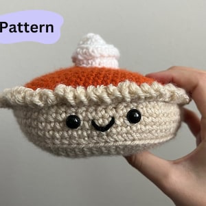 CROCHET PATTERN Pumpkin Pie, Amigurumi, Stuffed Toy, Easy Beginner PDF, Thanksgiving Food, Kawaii Decor