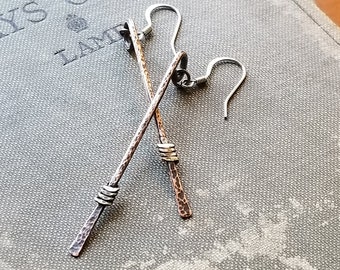 Hammered Mixed Metal Earrings by MetalPenguinStudio