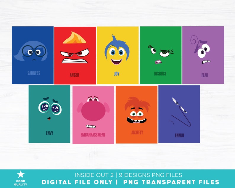 Inside Out 2 PNG Files, Inside Out 2 Anger, Joy, Disgust, Sadness, Fear, Ennui, Envy, Embarrassment, Anxiety, Inside Out Faces png files zdjęcie 1