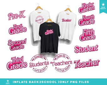 Inflate Barbi Back2School School Grad png - Pre K, Kinder, First, Second, Third, Fourth, Fifth GraAQde png for sublimation