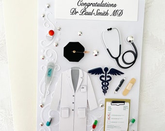 Rush!!! Personalized White Coat Medical Grad Congrats Card| For Medical Graduate
