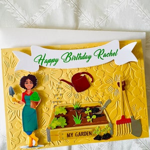 Tarjeta de cumpleaños para niña de jardín marrón/para ella/para mamá/para hermana/para amiga/para tía