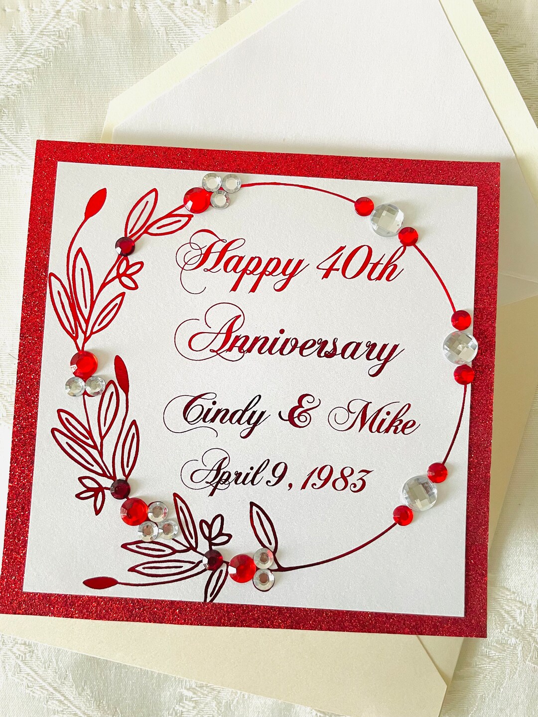 Red Glitter 40th Anniversary Card | Ruby Anniversary Gift for Parents ...