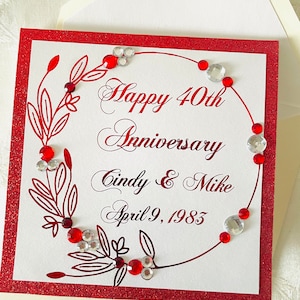 Carte d'anniversaire de mariage|40e anniversaire de mariage|Anniversaire rubis|Pour les parents| Pour tante et oncle|Pour amis