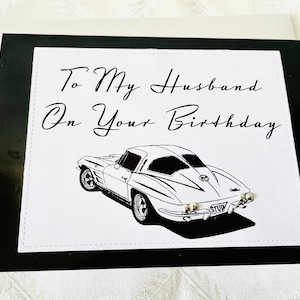 Birthday Husband Corvette Card|For Husband