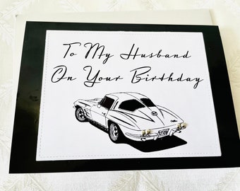 Birthday Husband Corvette Card|For Husband