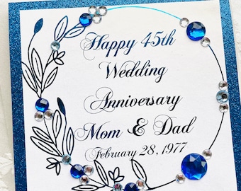 Wedding Anniversary Card|45th Wedding Anniversary|sapphire